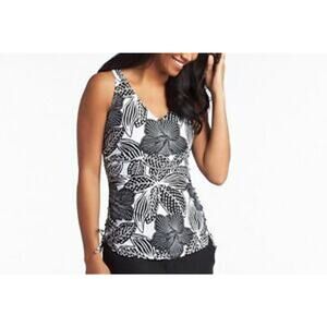 NEW Croft & Barrow Size 6 Floral Tankini Swim Top D Cup Side Drawstring